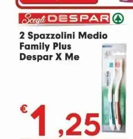 Eurospar 2 spazzolini medio family plus despar x me offerta