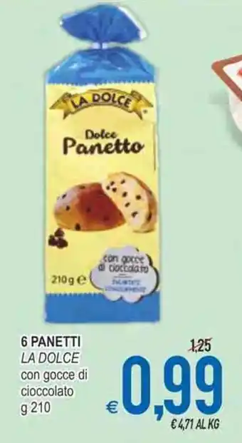 MD Discount La Dolce 6 Panetti con gocce di cioccolato g 210 offerta