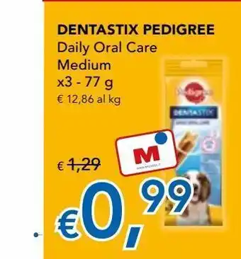 Dentastix pedigree daily oral care medium x3 77g