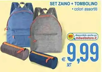 MD Discount Set Zaino + Tombolino colori assortiti offerta