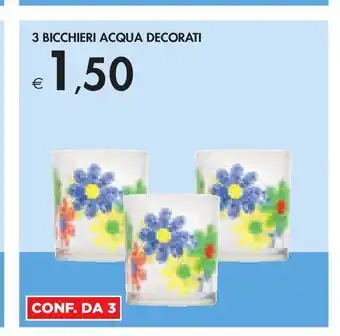 Bennet 3 bicchieri acqua decorati offerta