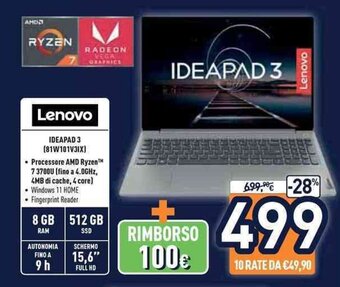 Unieuro Lenovo IdeaPad 3 (81W101V3IX) offerta