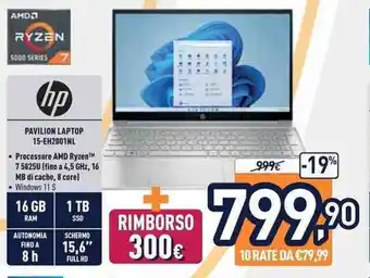Unieuro hp Pavilion Laptop 15-EH2001NL offerta