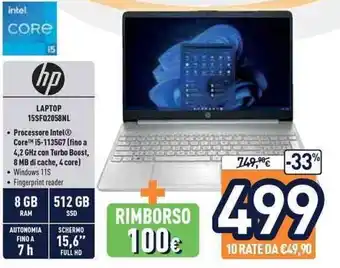 Unieuro hp Laptop 15SFO2058NL offerta