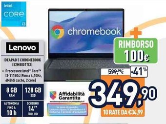 Unieuro Lenovo IdeaPad 5 Chromebook (82M8001TIX) offerta