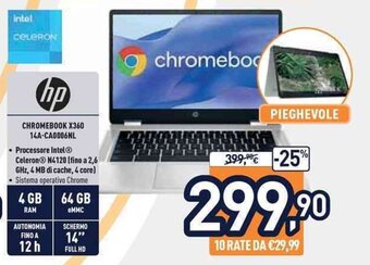 Unieuro hp Chromebook X360 14A-CA0006NL offerta