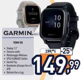 Unieuro Garmin. Venu SQ offerta