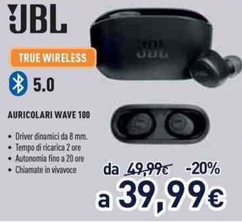 Unieuro JBL Auricolari Wave 100 offerta
