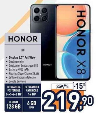 Unieuro Honor X8 offerta