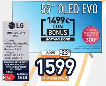 Unieuro LG Smart Tv Oled Evo 55C26 offerta