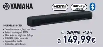 Unieuro Yamaha Soundbar SR-C20A offerta