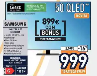 Unieuro Samsung Smart Tv Oled QE50Q80BA offerta
