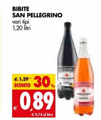 Tigros San Pellegrino Bibite vari tipi 1,20 litri offerta