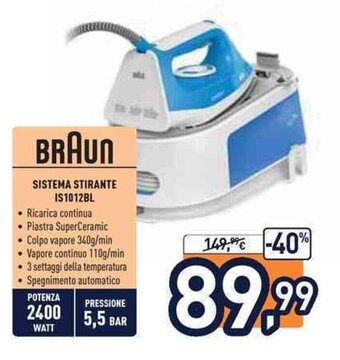 Unieuro Braun Sistema Stirante IS1012BL offerta
