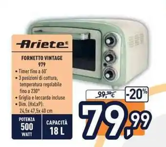 Unieuro Ariete Fornetto Vintage 979 offerta