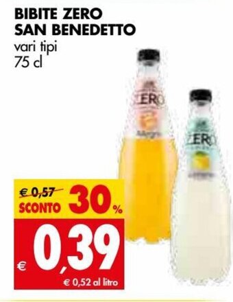 Tigros Bibite Zero San Benedetto vari tipi 75 cl offerta