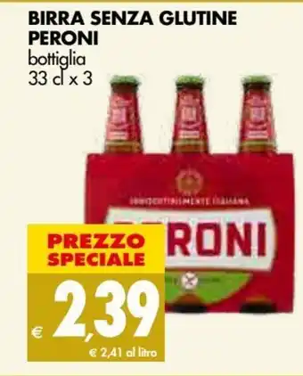 Tigros Peroni Birra Senza Glutine bottiglia 33 cl x 3 offerta