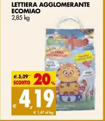 Tigros Lettiera Agglomerante Econiao 2,85 kg offerta