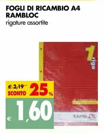 Rambloc Fogli di Ricambio A4 rigature assortite