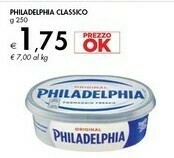 Bennet Mondelez Philadelphia Classico 250 G(ml) offerta