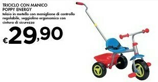 Bennet Triciclo Con Manico Poppy Energy offerta
