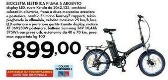 Bennet Bicicletta Elettrica Piuma S Argento offerta