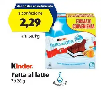 ALDI Fetta al latte kinder offerta