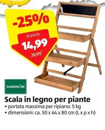 ALDI Scala in legno per piante gardenline offerta
