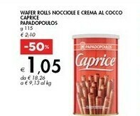 Bennet Papadopoulos Caprice Wafer Rolls Nocciole E Crema Al Cocco offerta