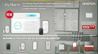 Gbc Isnatch Hey Alarm Kit Allarme Smart Wi-fi E Gsm Composto Da Centrale offerta
