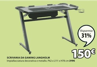 JYSK Scrivania Da Gaming Langholm offerta