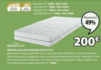 JYSK Dreamzone Materasso In Schiuma Gold F105 offerta