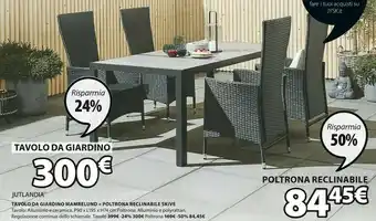 JYSK Tavolo Da Giardino Mamrelund + Poltrona Reclinabile Skive offerta