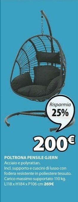 JYSK Poltrona Pensile Gjern offerta