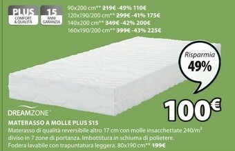 JYSK Dreamzone Materasso A Molle Plus S15 offerta
