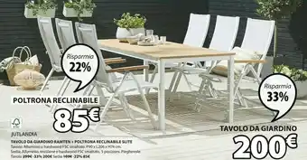 JYSK Jutlandia Tavolo Da Giardino Ramten + Poltrona Reclinabile Slite offerta