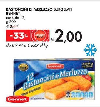 Bastoncini di merluzzo surgelati bennet