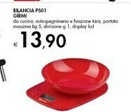 Girmi PS01 Bilancia Da Cucina Elettronica Rosso Superficie Piana Rotondo