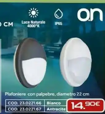 Gbc O.N Plafoniere Tonde Da Esterno Con Palpebre 22 Cm offerta