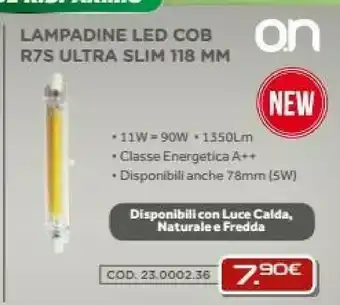 Gbc O.N. Lampadine Led Cob R7S Ultra Slim 118 Mm offerta