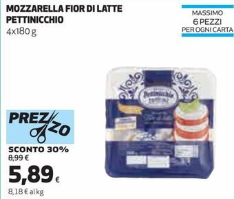 Ipercoop Mozzarella fior di latte pettinicchio offerta