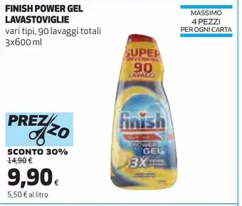 Coop Finish power gel lavastoviglie vari tipi, 90 lavaggi totali offerta
