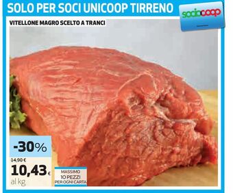 Coop Vitellone magro scelto a tranci offerta