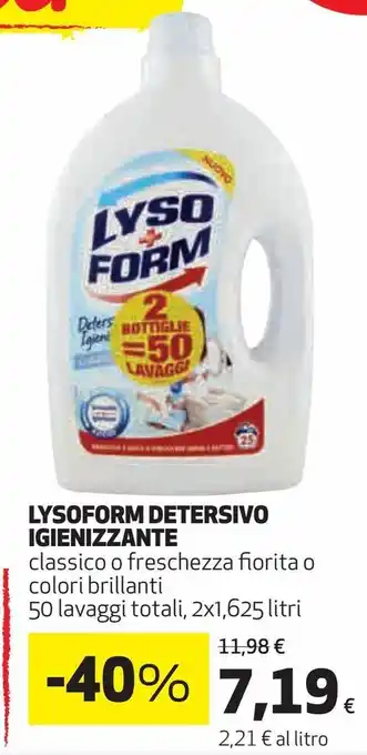 Coop Lysoform detersivo igienizzante classico o freschezza fiorita o colori brillanti offerta