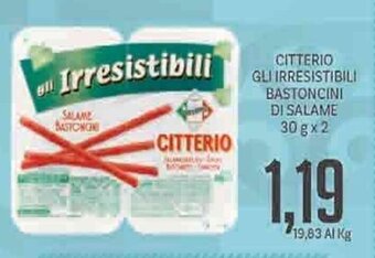 Supermercati Piccolo Citterio Gli Irresistibili Bastoncini Di Salame 30g x 2 offerta