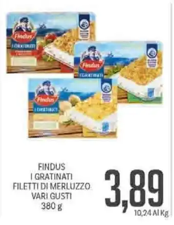 Supermercati Piccolo Findus Gratinati Filetti Di Merluzzo 380g offerta