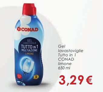 Conad Conad Gel lavastoviglie Tutto in 1 limone 650 ml offerta