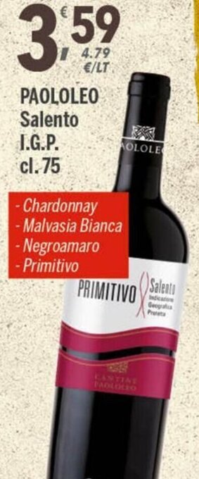 Supermercati Dok Paololeo Salento I.G.P. cl.75 offerta