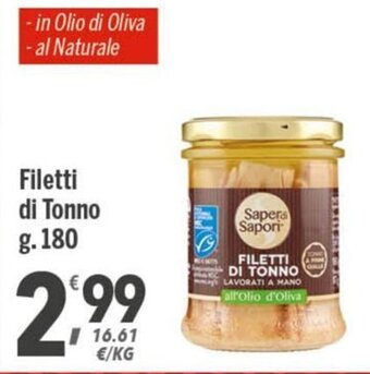 Supermercati Dok Saper di Sapori Filetti di Tonno g.180 offerta