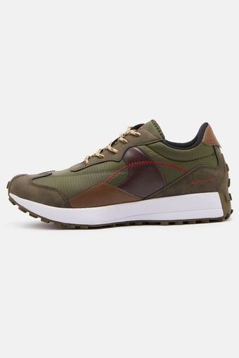 Recycled fabric military green sneakers